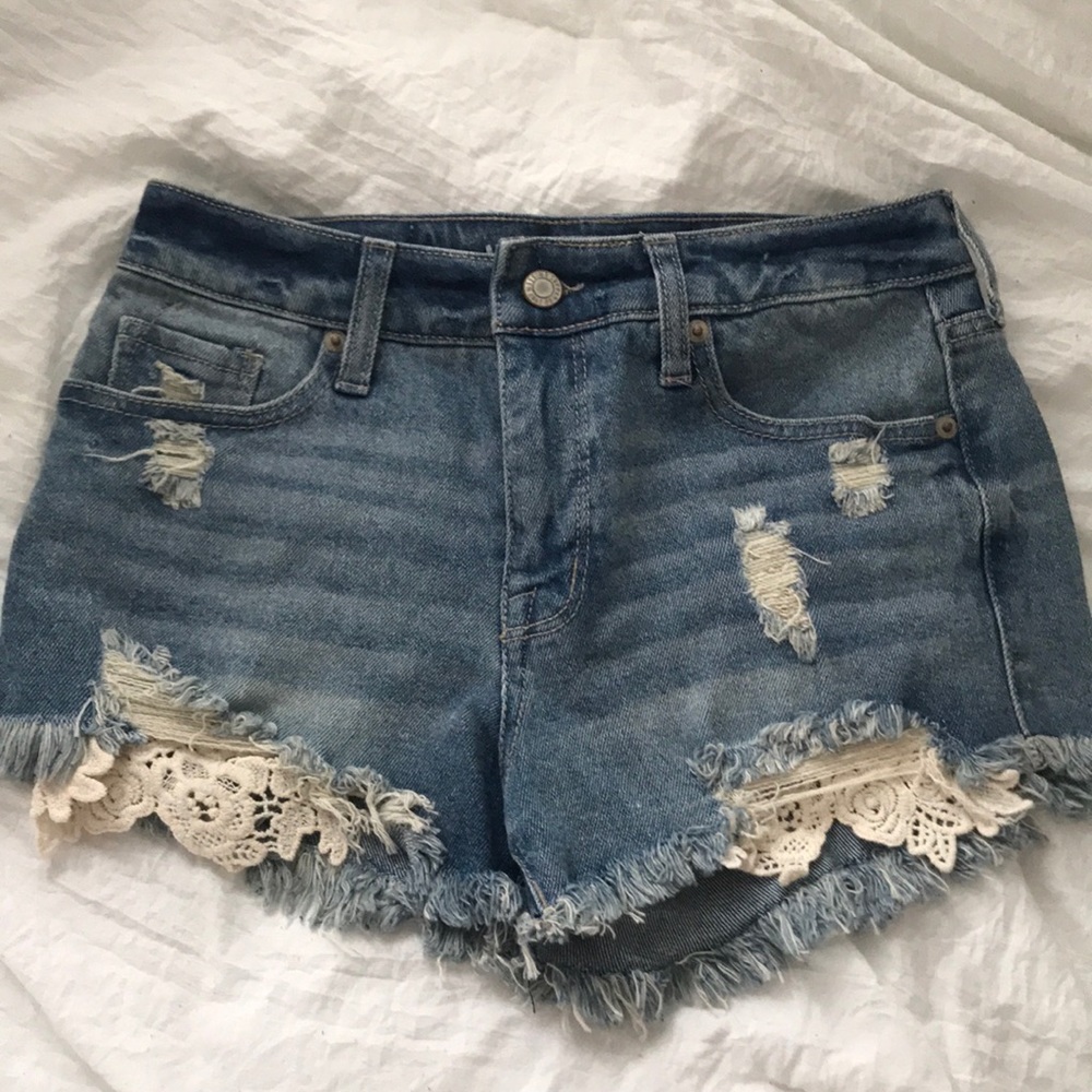 NEW Denim Shorts with Lace Pockets!